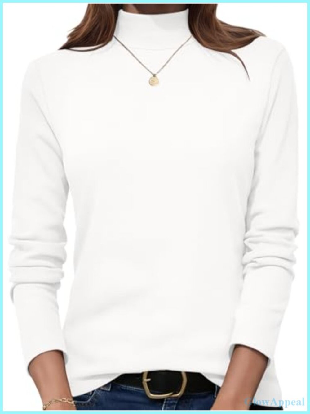 Mock Turtleneck Long Sleeve Top Women's Polyester Spandex Casual Shirt